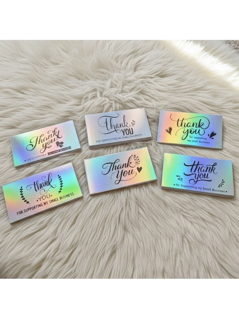 50 Holographic Thank You Cards